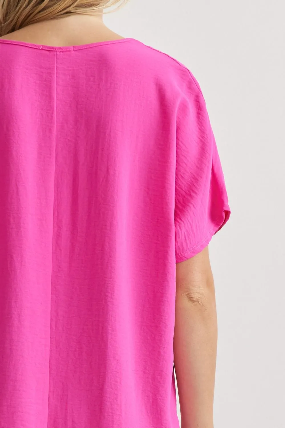 Blissful Basics V-Neck Top - Hot Pink *Regular & Curvy*