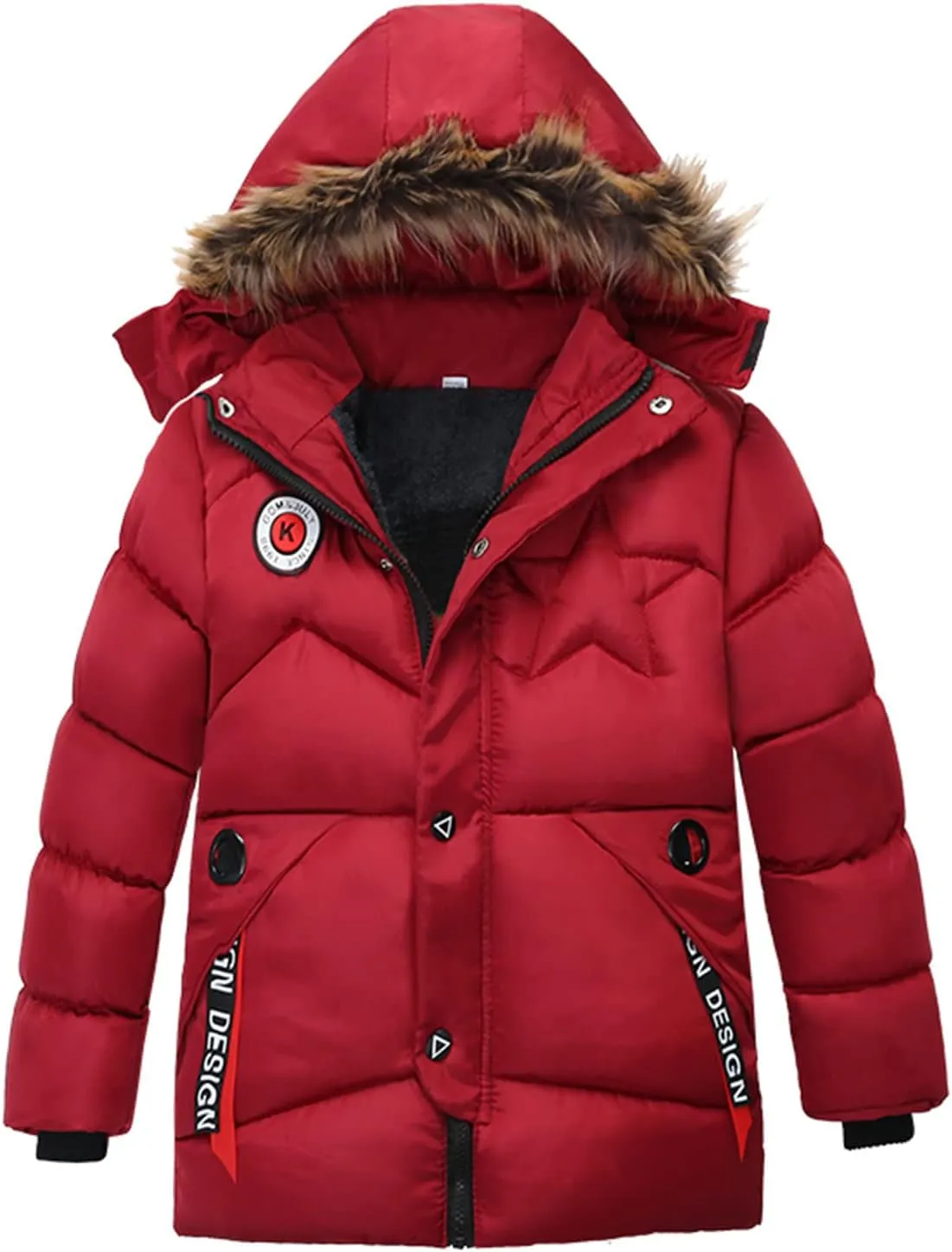Boys Down Jacket Toddler Fur Collar Hood Thick Warm Winter Coat Parka Padded Windbreaker Wterproof Warm Outerwear