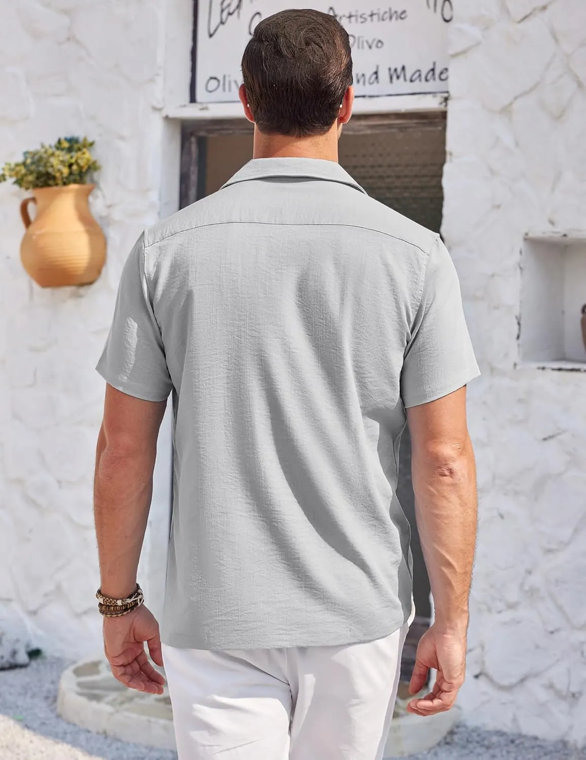 COOFANDY Men's Casual Button Down Shirts Short Sleeve Summer Cuban Vacation Beach Shirts