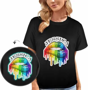 Custom Personalized Name Party Tee, Women's Glow in The Dark T-Shirt, Glow Birthday T-Shirt for Girl Mom Girlfriend Wife