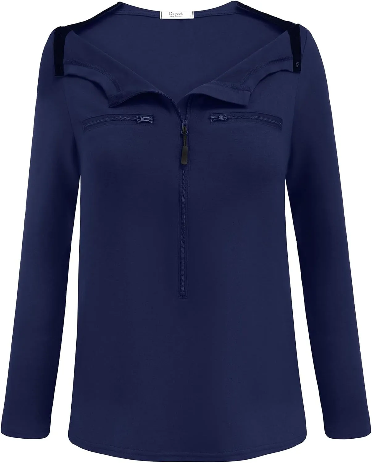 Deyeek Chemo Port Shirts for Women 2 Side Snaps Long Sleeve Shoulder Post Surgery Clothing Dialysis Breast Cancer Shirts