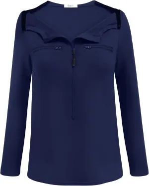 Deyeek Chemo Port Shirts for Women 2 Side Snaps Long Sleeve Shoulder Post Surgery Clothing Dialysis Breast Cancer Shirts