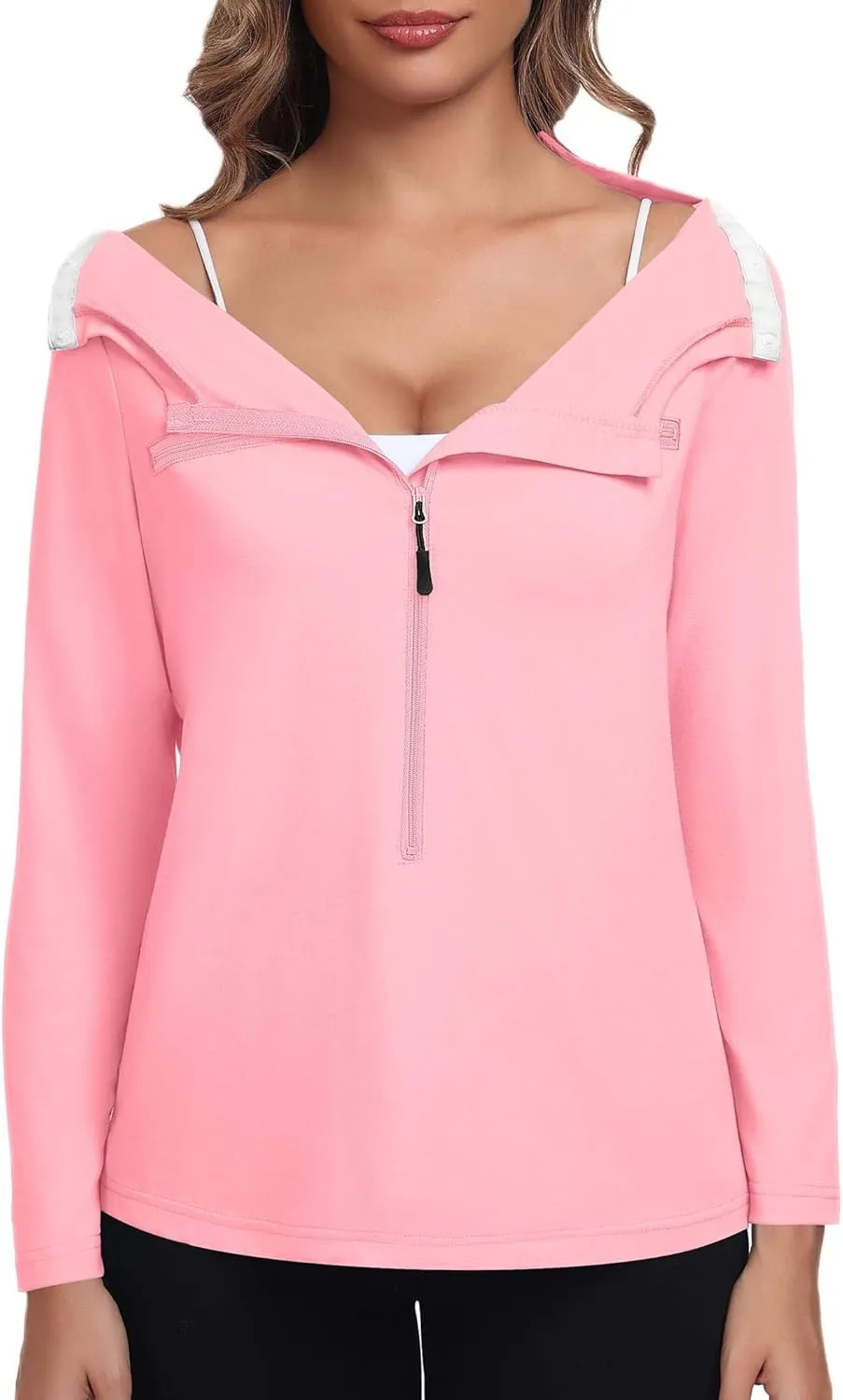 Deyeek Chemo Port Shirts for Women 2 Side Snaps Long Sleeve Shoulder Post Surgery Clothing Dialysis Breast Cancer Shirts