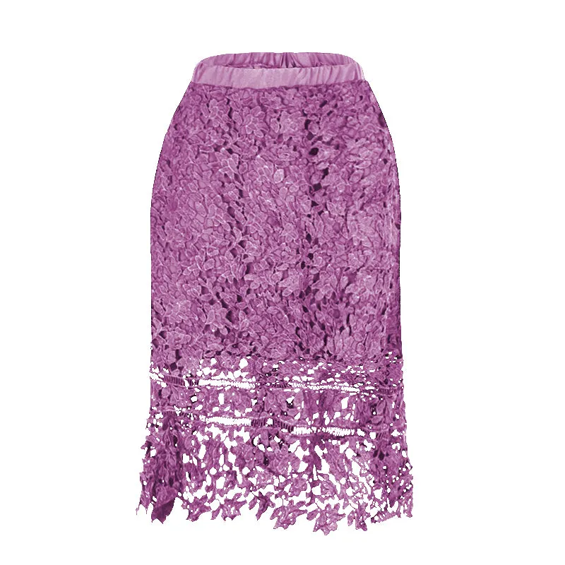 Elastic Waist Lace Midi Skirts