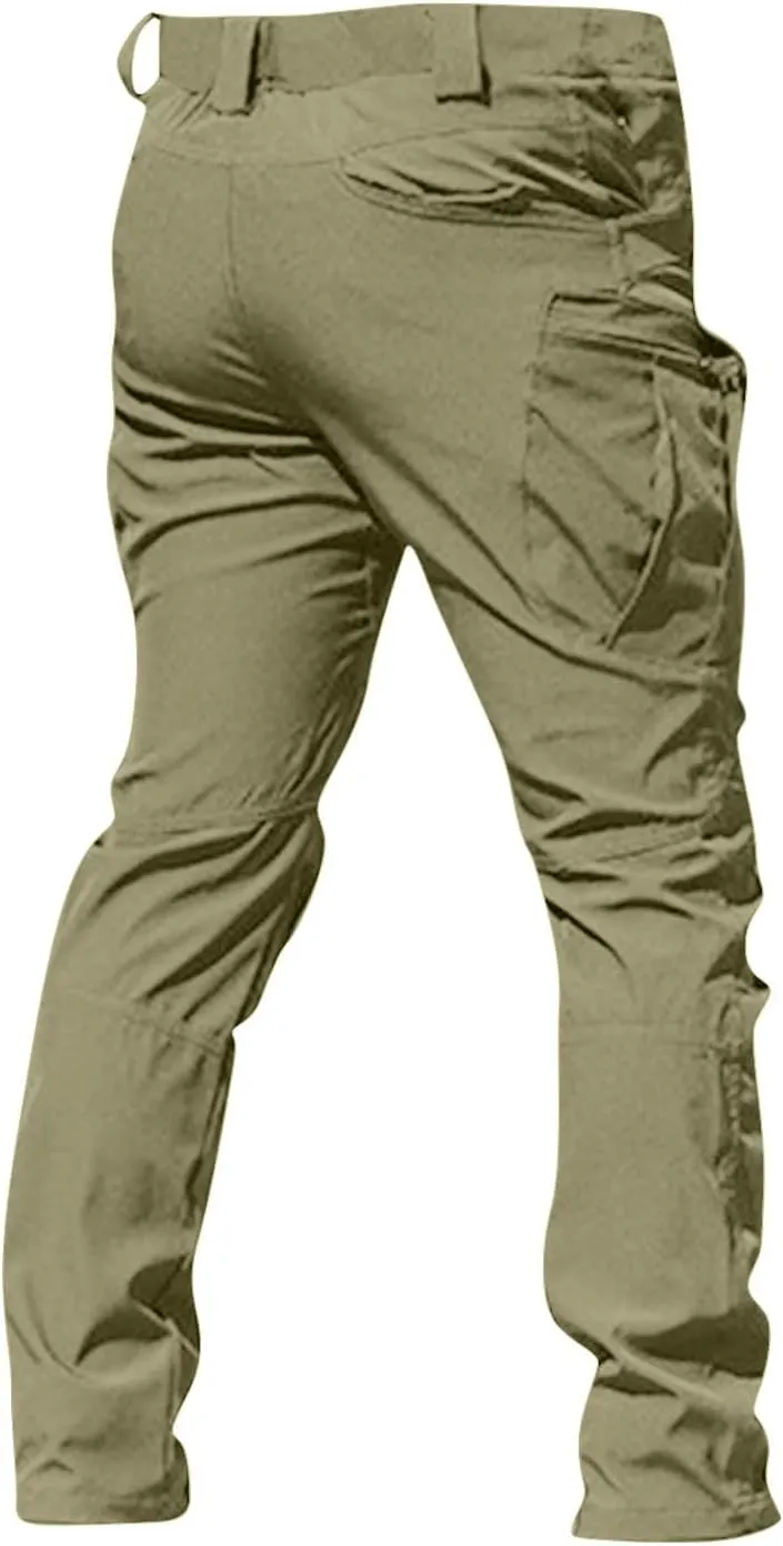 eoeioa Mens Hiking Cargo Pants Multi Pockets Ripstop Stretch Waterproof Joggers Pants Solid Outdoor Baggy Pants