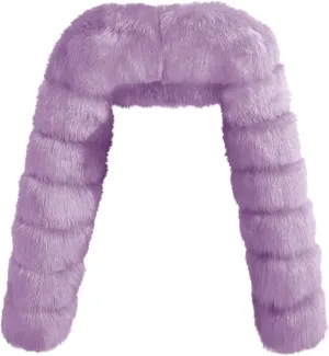 HGps8w Women's Faux Fur Winter Coats Luxury Cropped Jackets - Long Sleeve Shaggy Warm Outerwear Short Shrug Overcoat