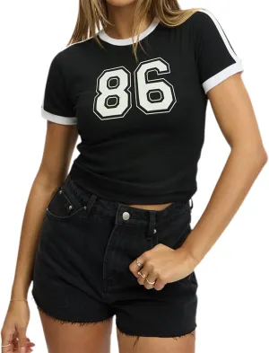 Jersey Crop Tops Y2k Short Sleeve Number Graphic Baby Tee Vintage Aesthetic Slim Fit Crewneck 00s Going Out T Shirts