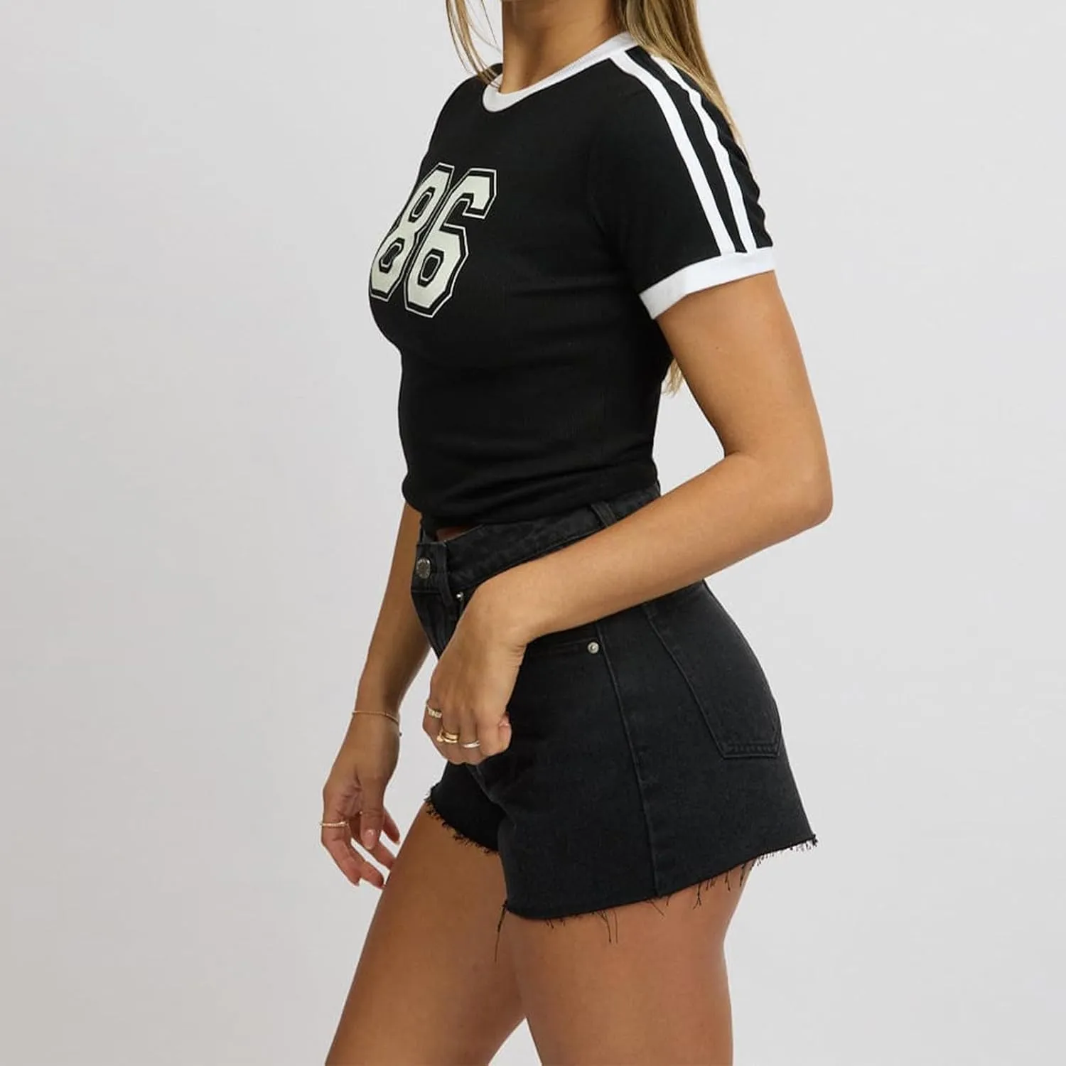 Jersey Crop Tops Y2k Short Sleeve Number Graphic Baby Tee Vintage Aesthetic Slim Fit Crewneck 00s Going Out T Shirts