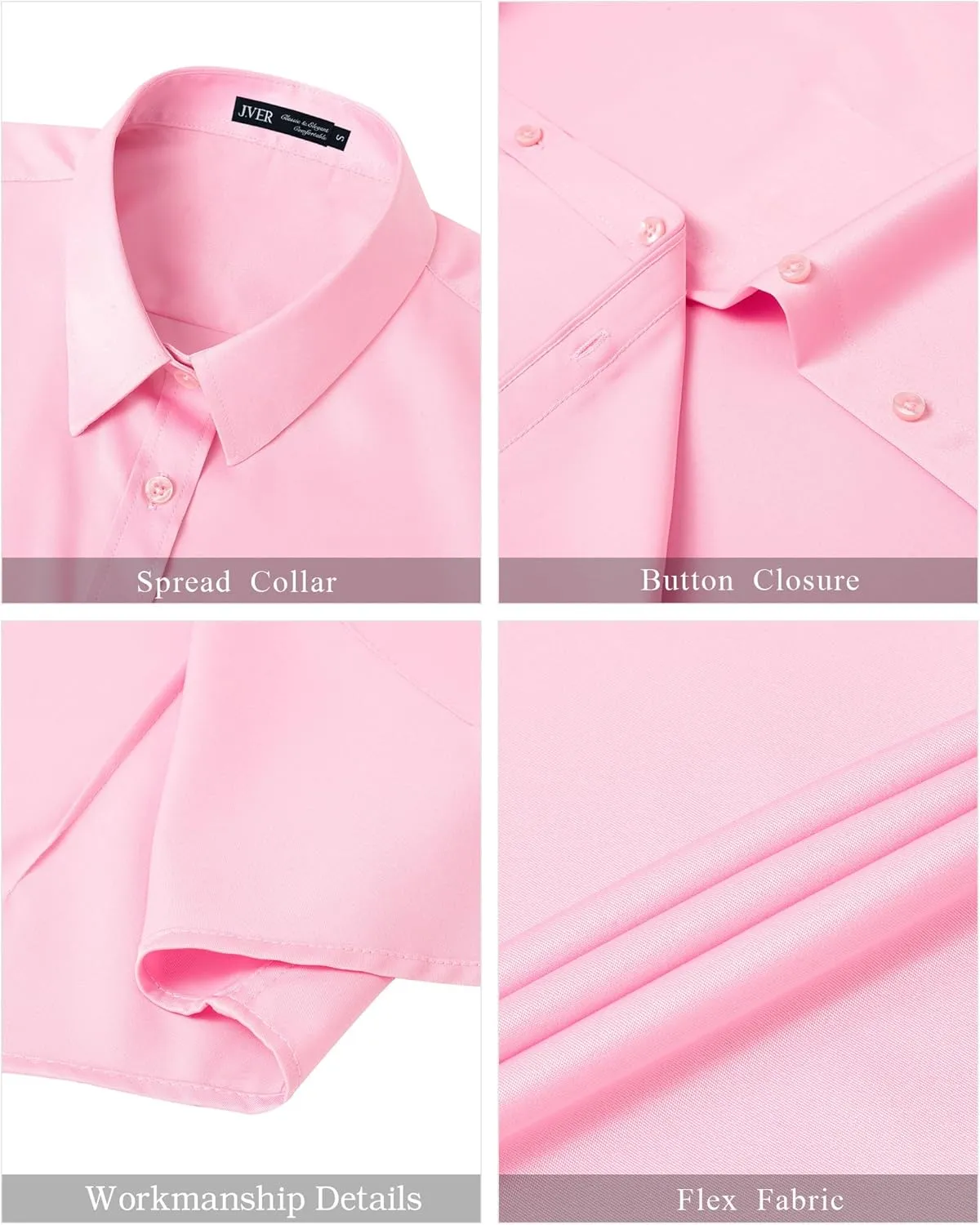 J.VER Womens Button Down Shirts Stretch Wrinkle Free Formal Short Sleeve Dress Shirt Summer Work Blouses Business Casual Tops