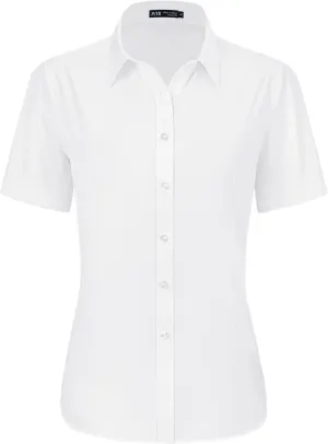 J.VER Womens Button Down Shirts Stretch Wrinkle Free Formal Short Sleeve Dress Shirt Summer Work Blouses Business Casual Tops
