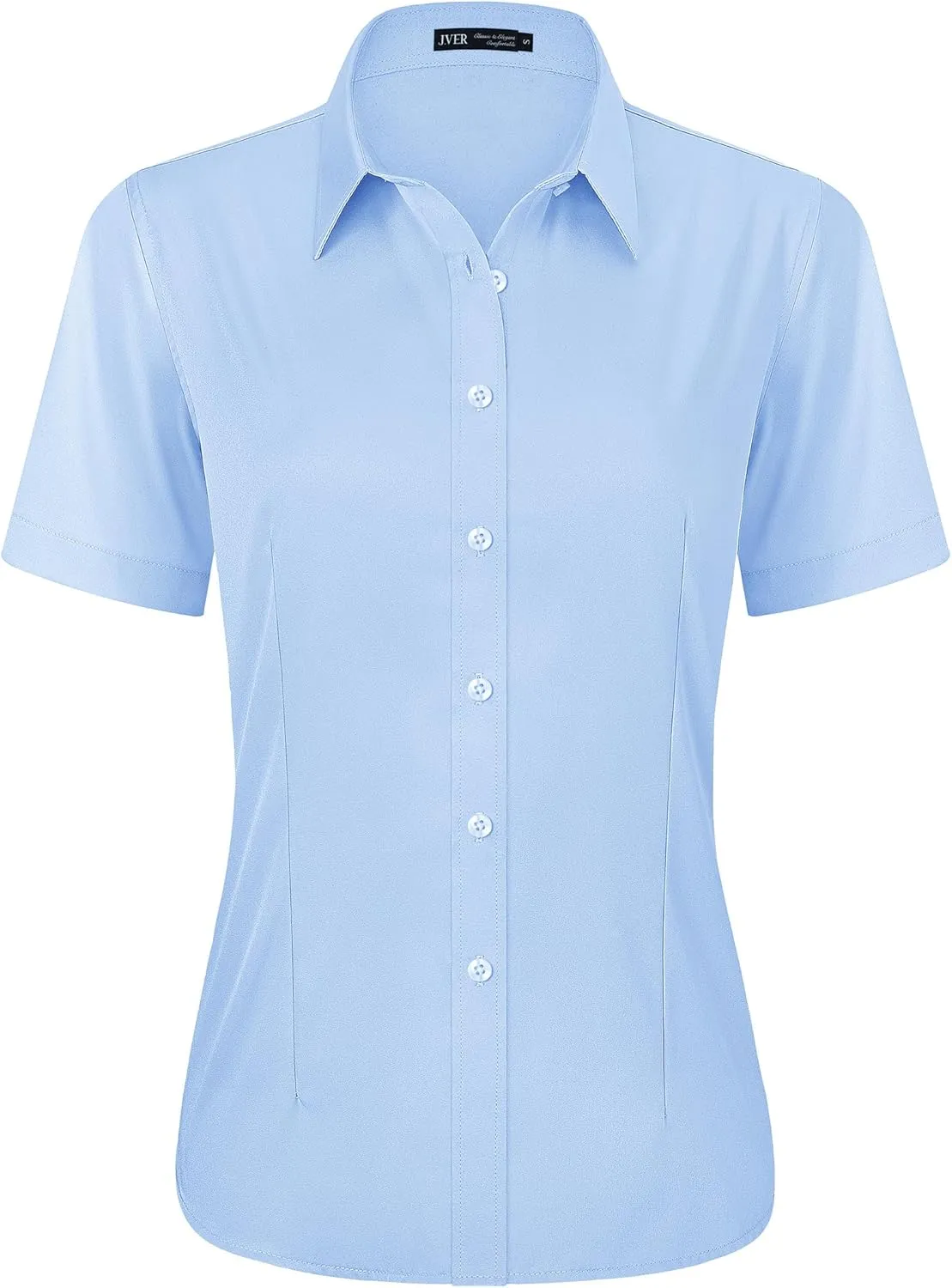 J.VER Womens Button Down Shirts Stretch Wrinkle Free Formal Short Sleeve Dress Shirt Summer Work Blouses Business Casual Tops