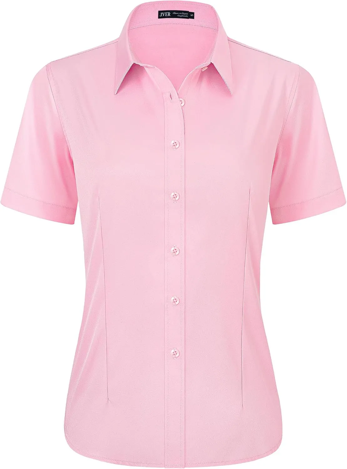 J.VER Womens Button Down Shirts Stretch Wrinkle Free Formal Short Sleeve Dress Shirt Summer Work Blouses Business Casual Tops