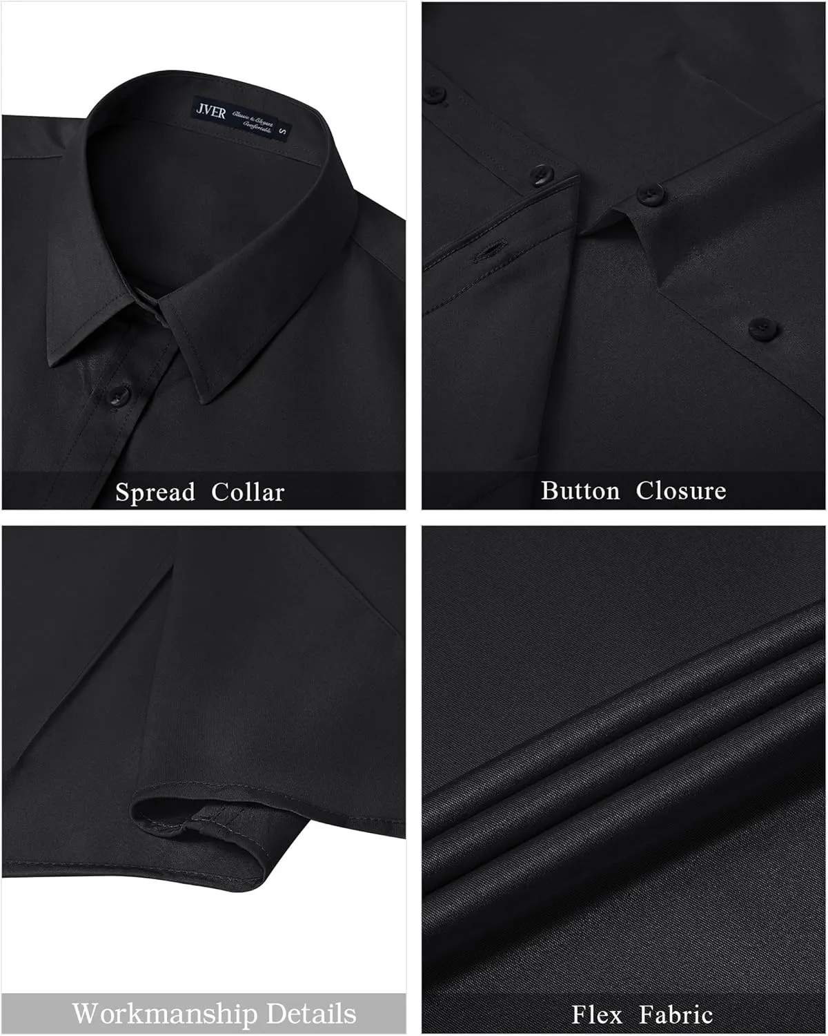 J.VER Womens Button Down Shirts Stretch Wrinkle Free Formal Short Sleeve Dress Shirt Summer Work Blouses Business Casual Tops