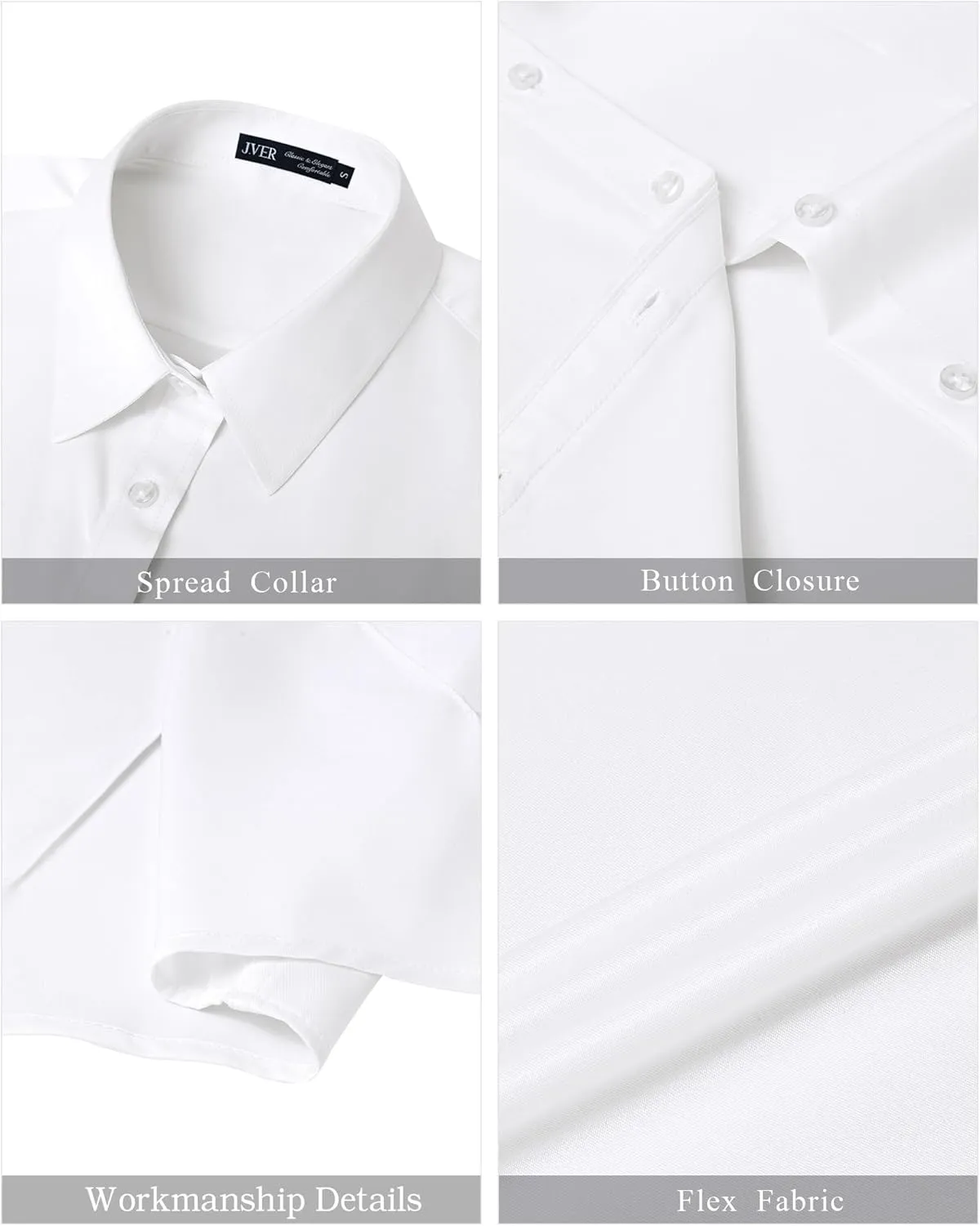 J.VER Womens Button Down Shirts Stretch Wrinkle Free Formal Short Sleeve Dress Shirt Summer Work Blouses Business Casual Tops