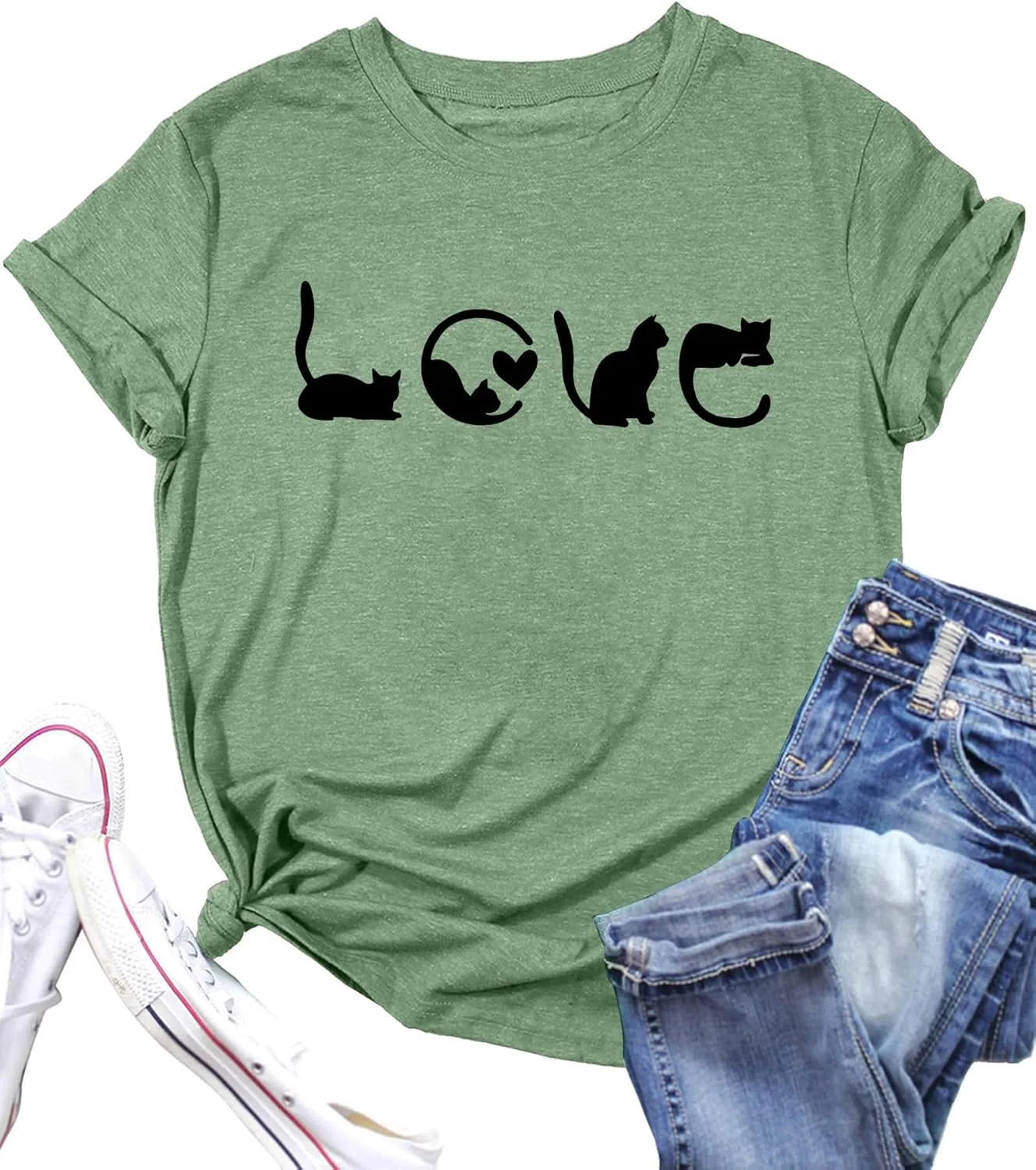 LAZYCHILD Cat Mom Shirts for Women Cat Mama T-Shirts Pet Lover Gifts Shirts Funny Cat Graphic Tees Shirts