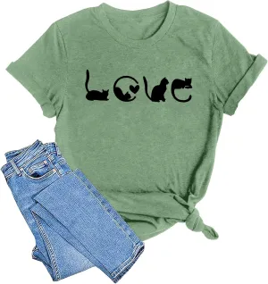 LAZYCHILD Cat Mom Shirts for Women Cat Mama T-Shirts Pet Lover Gifts Shirts Funny Cat Graphic Tees Shirts