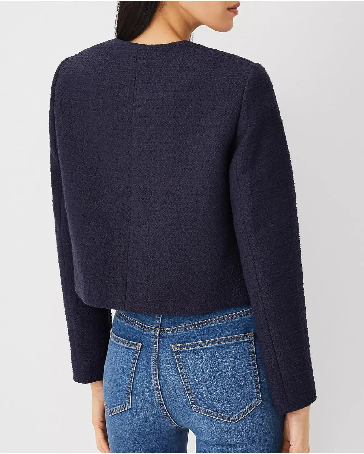 LifeShe Tweed Blazer Jacket for Women Elegant Open Front Cropped Blazers Long Sleeve Office Work Coats