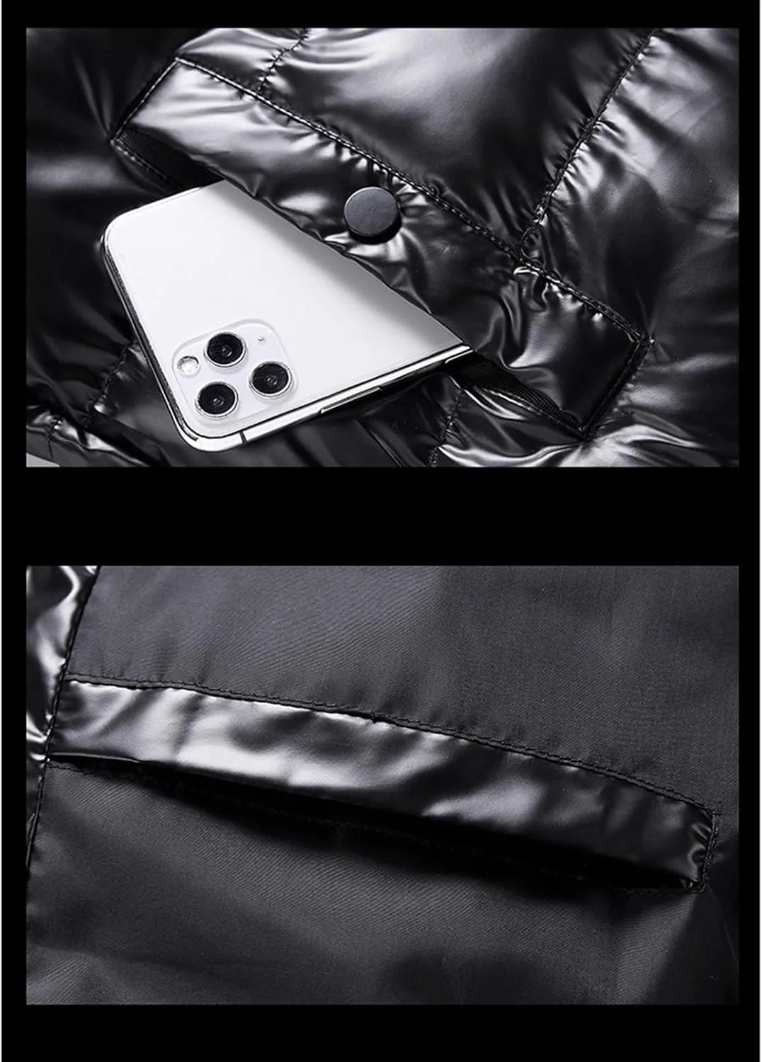 Mens Winter Jacket Puffer Coat Shiny Hooded Reflective Padded Jackets Plus Size Bomber Alternative Thicken Down Coats