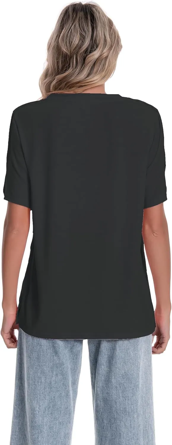 Post Shoulder Surgery Shirt for Women Short Sleeve V Neck Rotator Cuff Broken Arm Recovery Must Haves Clothing Comfy Shirts