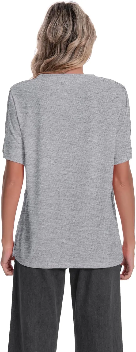 Post Shoulder Surgery Shirt for Women Short Sleeve V Neck Rotator Cuff Broken Arm Recovery Must Haves Clothing Comfy Shirts
