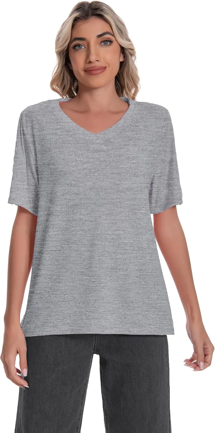 Post Shoulder Surgery Shirt for Women Short Sleeve V Neck Rotator Cuff Broken Arm Recovery Must Haves Clothing Comfy Shirts