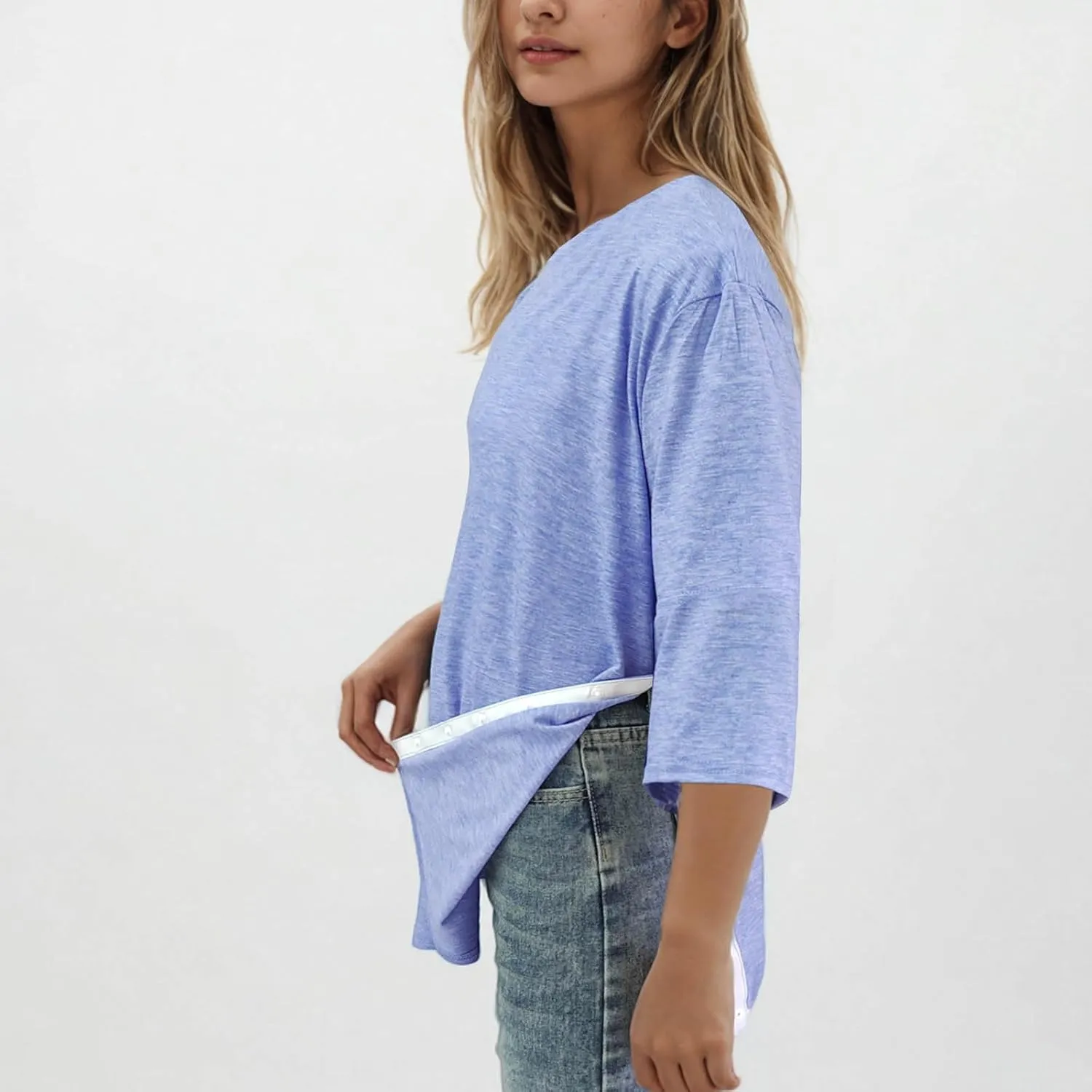 Post Shoulder Surgery Shirts for Women Tear Away 3/4 Tops After Rotator Cuff Shirts Chemo Port Adaptive Clothing