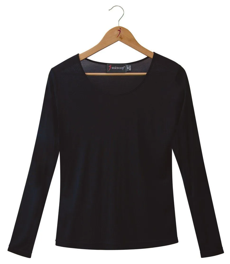 Puresilk Sheer Long Sleeve Scoop