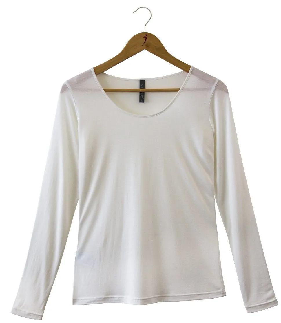 Puresilk Sheer Long Sleeve Scoop