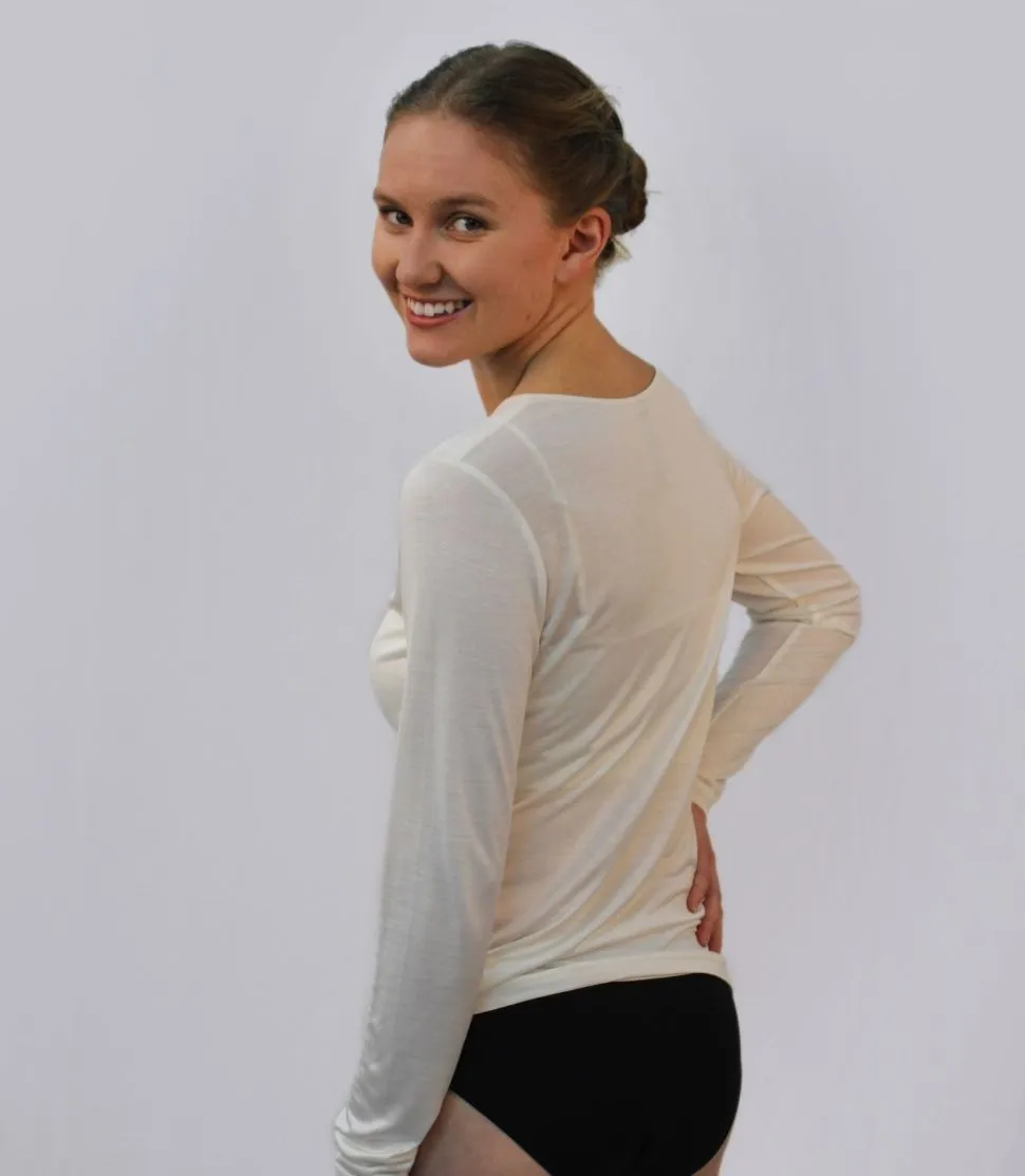 Puresilk Sheer Long Sleeve Scoop