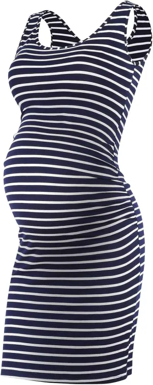 Rnxrbb S-2XL Women Summer Sleeveless Maternity Dress Pregnancy Tank Scoop Neck Mama Clothes Casual Bodycon Clothing