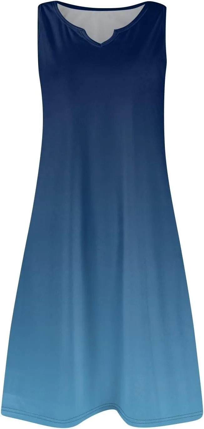 Summer Dresses for Women 2025 Beach Vacation Spring Clothes Spaghetti Strap V Neck Casual Loose Mini Dress