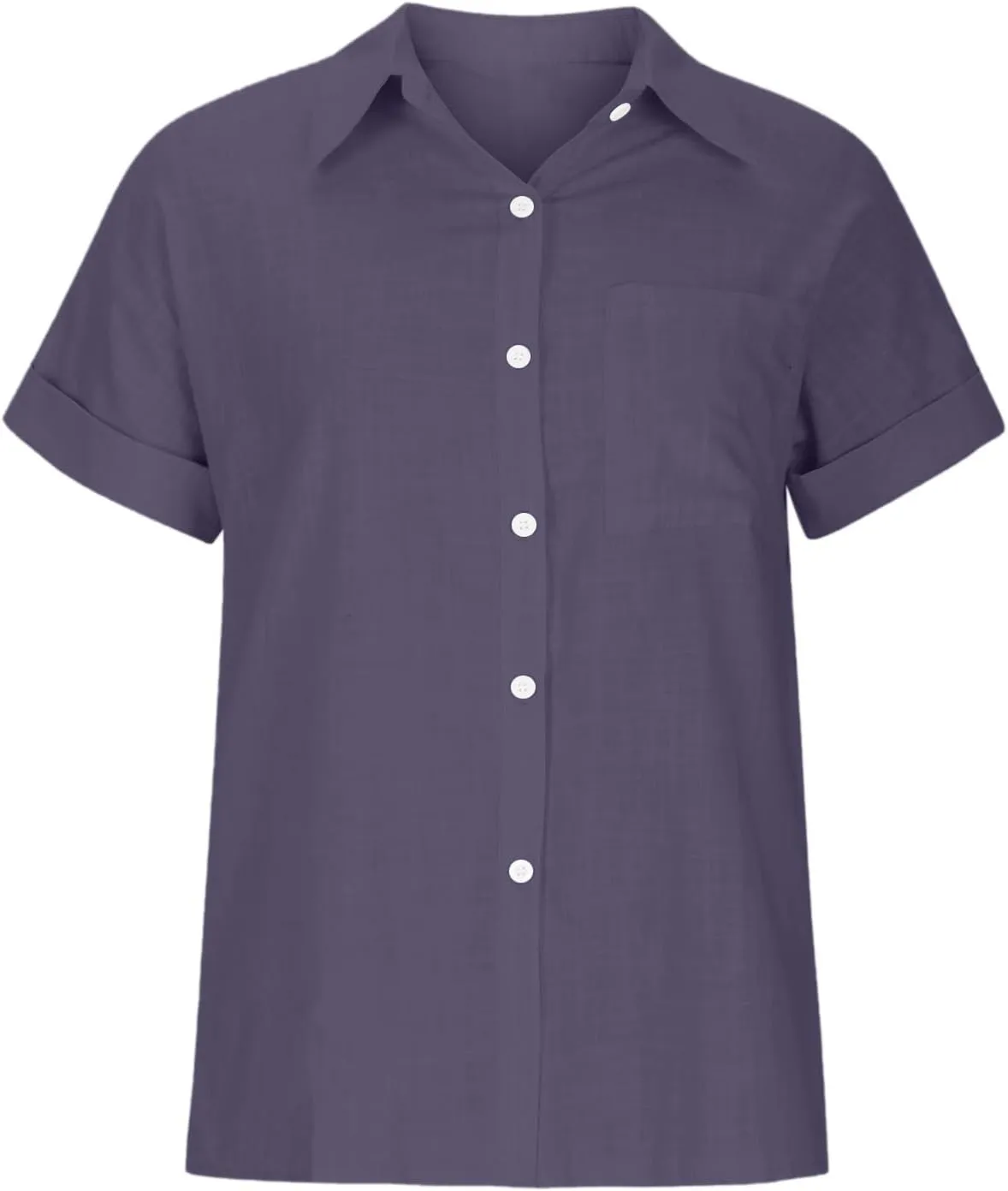 TANGNADE Oversized Linen Button Down Women Short Sleeve Shirts Collared Plus Size Boyfriend Loose Blouse with Front Pocket