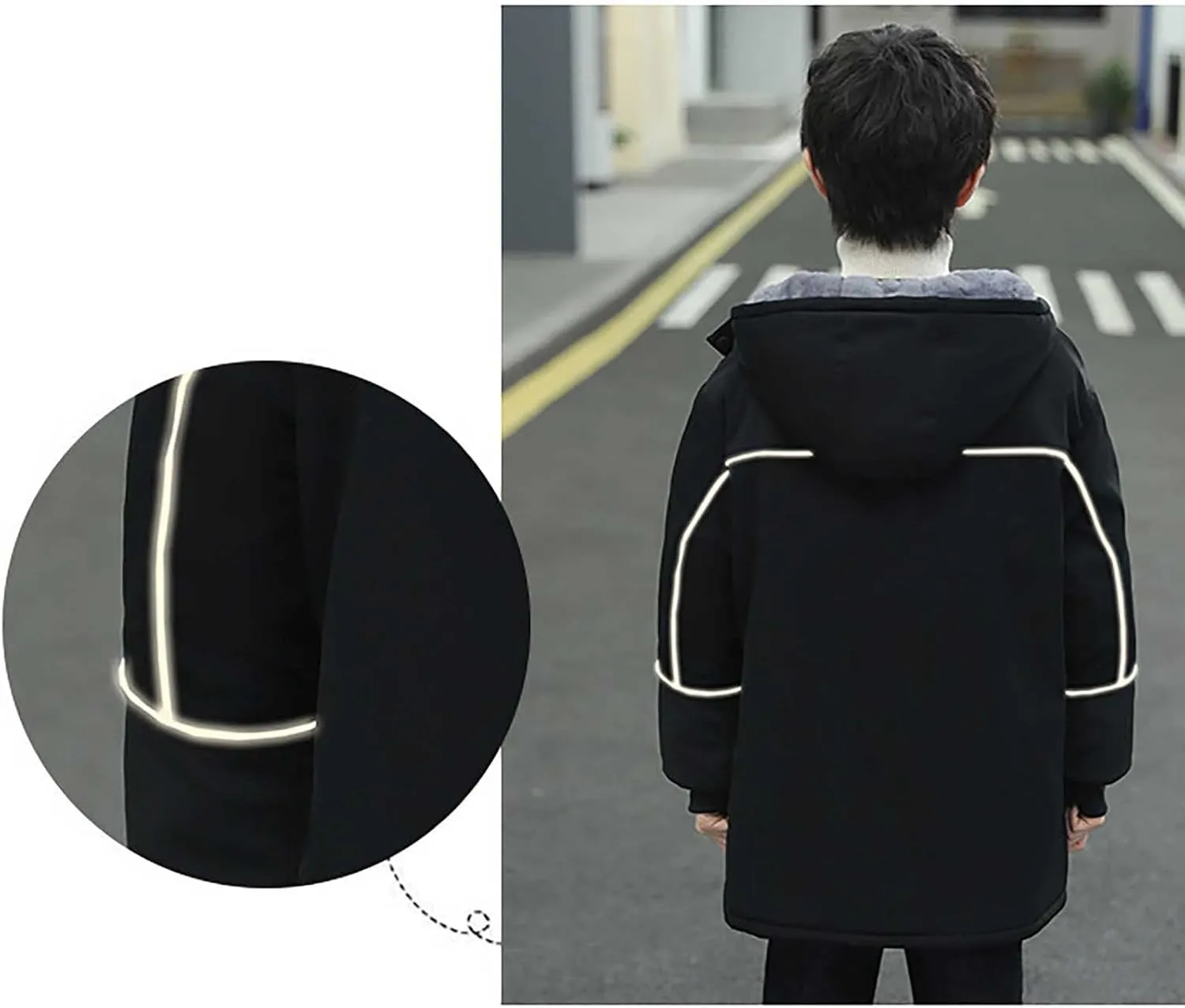 Toddler Youth Long Parka Boys Girls Winter Warm Fleece Linen Puffer Jackets Padded Outerwear Hooded Coats Clothes