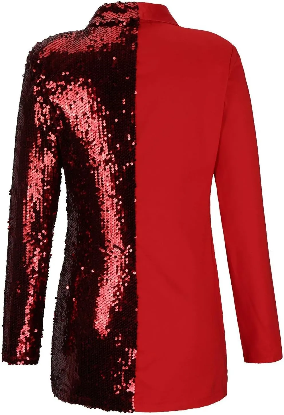 Trendy Sequin Blazer for Women Sexy Deep V Button Down Long Sleeve Jackets Elegant Color Block Slim Fit Party Jacket