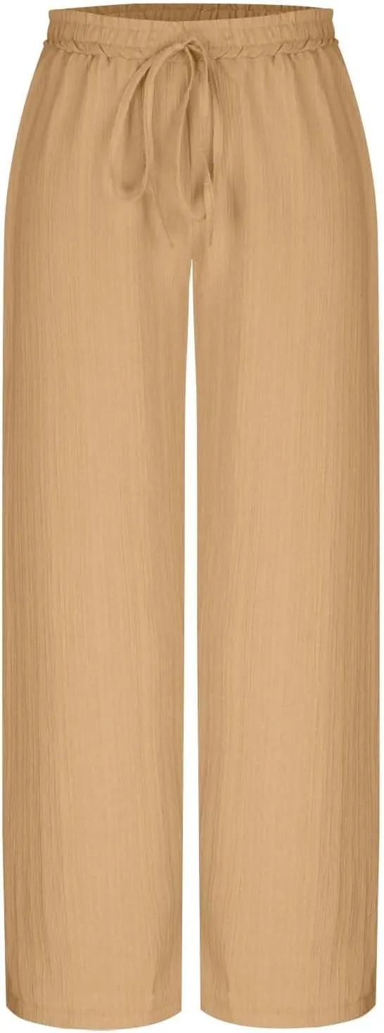 Wide Leg Pants for Women Summer Lightweight Comfy Athletic Pant Stretch Waisted Low Rise Loose Lounge Fitness Trousers