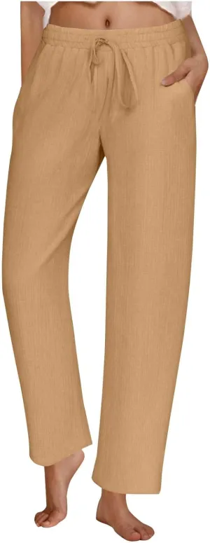 Wide Leg Pants for Women Summer Lightweight Comfy Athletic Pant Stretch Waisted Low Rise Loose Lounge Fitness Trousers