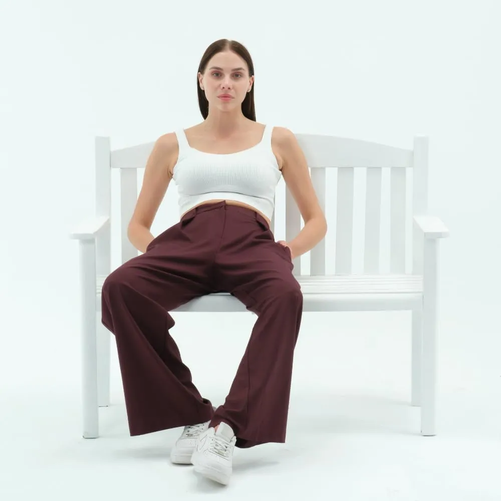 Wide Leg Work Pants Womens Elastic High Waisted Casual Office Dress Pants Trousers with Pocket Normal and Plus Size Slacks