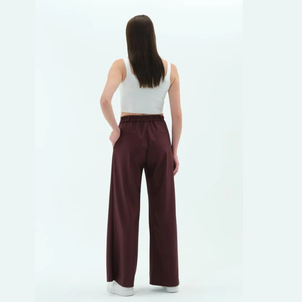 Wide Leg Work Pants Womens Elastic High Waisted Casual Office Dress Pants Trousers with Pocket Normal and Plus Size Slacks