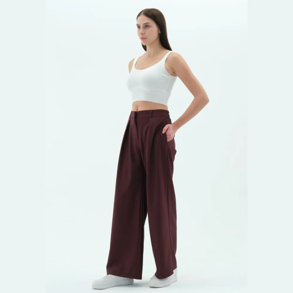 Wide Leg Work Pants Womens Elastic High Waisted Casual Office Dress Pants Trousers with Pocket Normal and Plus Size Slacks