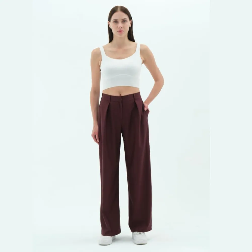 Wide Leg Work Pants Womens Elastic High Waisted Casual Office Dress Pants Trousers with Pocket Normal and Plus Size Slacks
