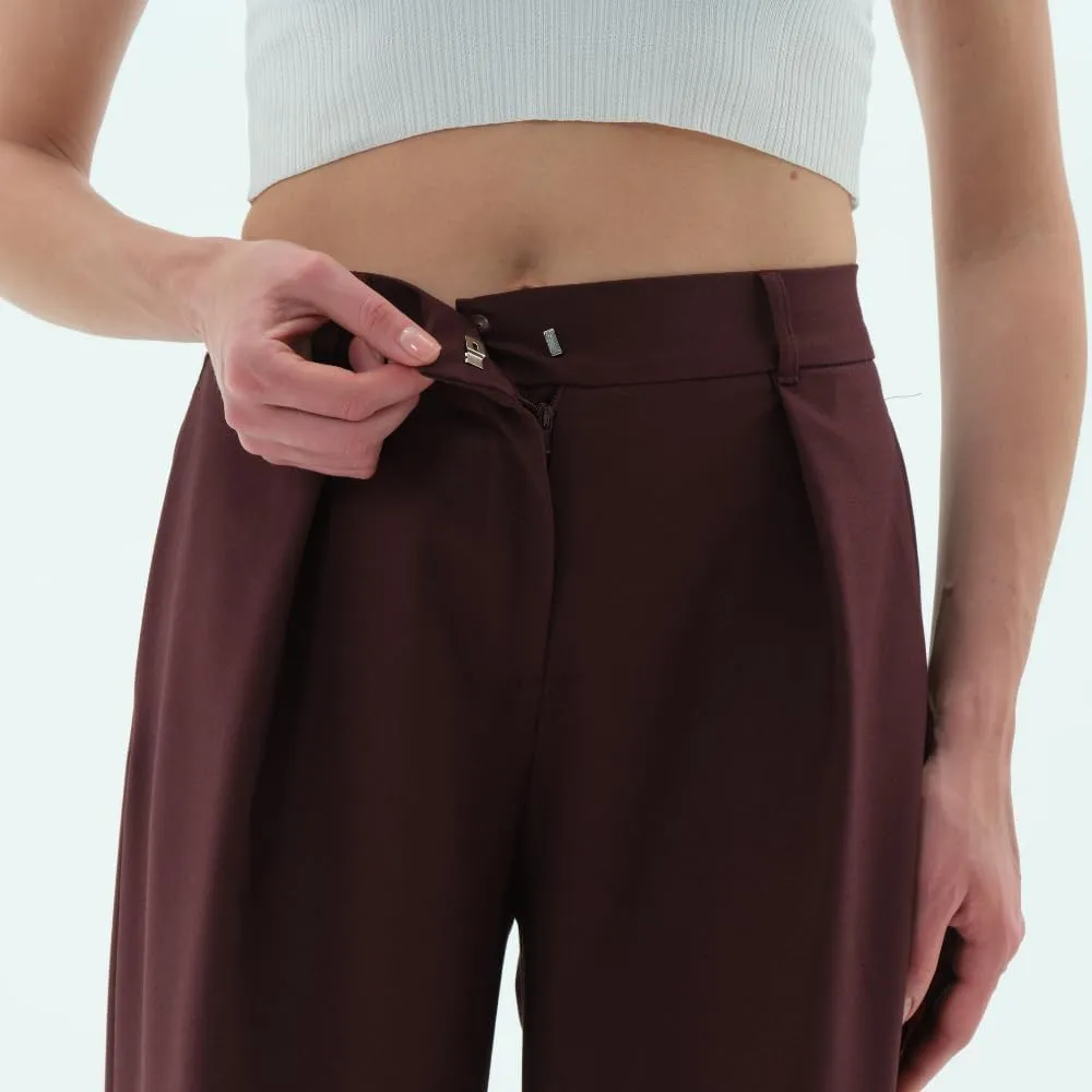 Wide Leg Work Pants Womens Elastic High Waisted Casual Office Dress Pants Trousers with Pocket Normal and Plus Size Slacks