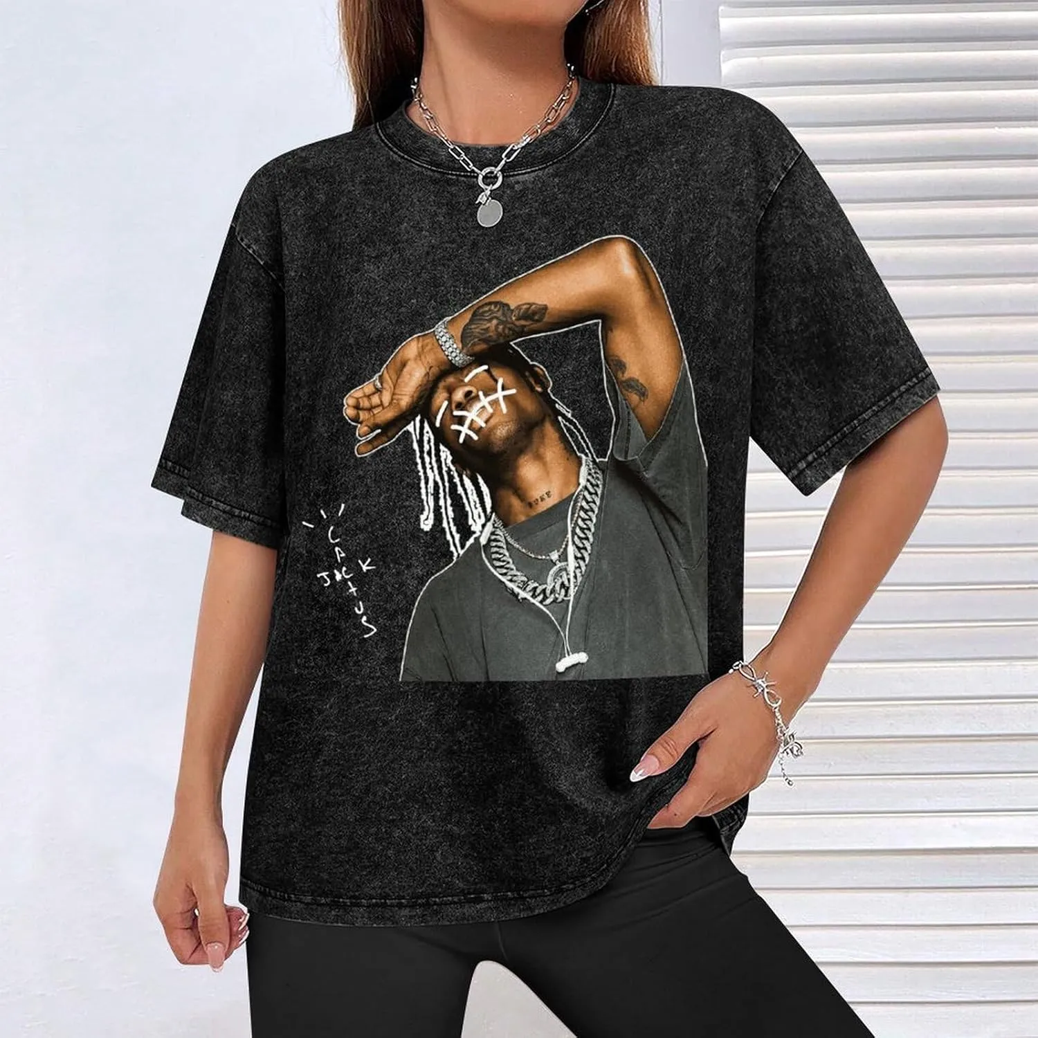 Women Crew Neck Short Sleeve Vintage T-Shirt