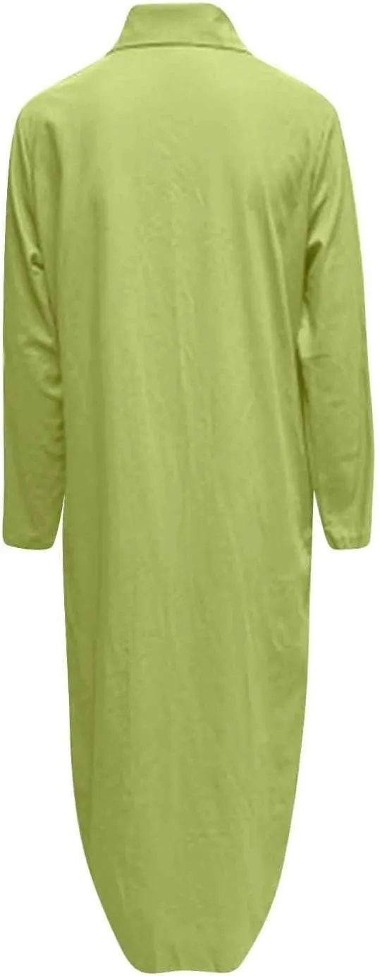 Women Fashion Solid Dress Shirt Long Skirt Casual Long Sleeve Cardigan Dress K Dresses for Women