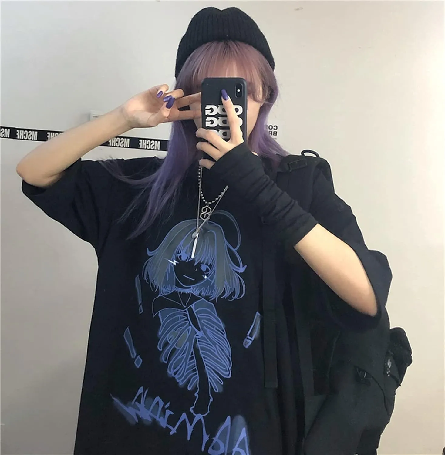 Women Summer Gothic T-Shirt Anime Aesthetic Print Harajuku Fashion Casual Tops