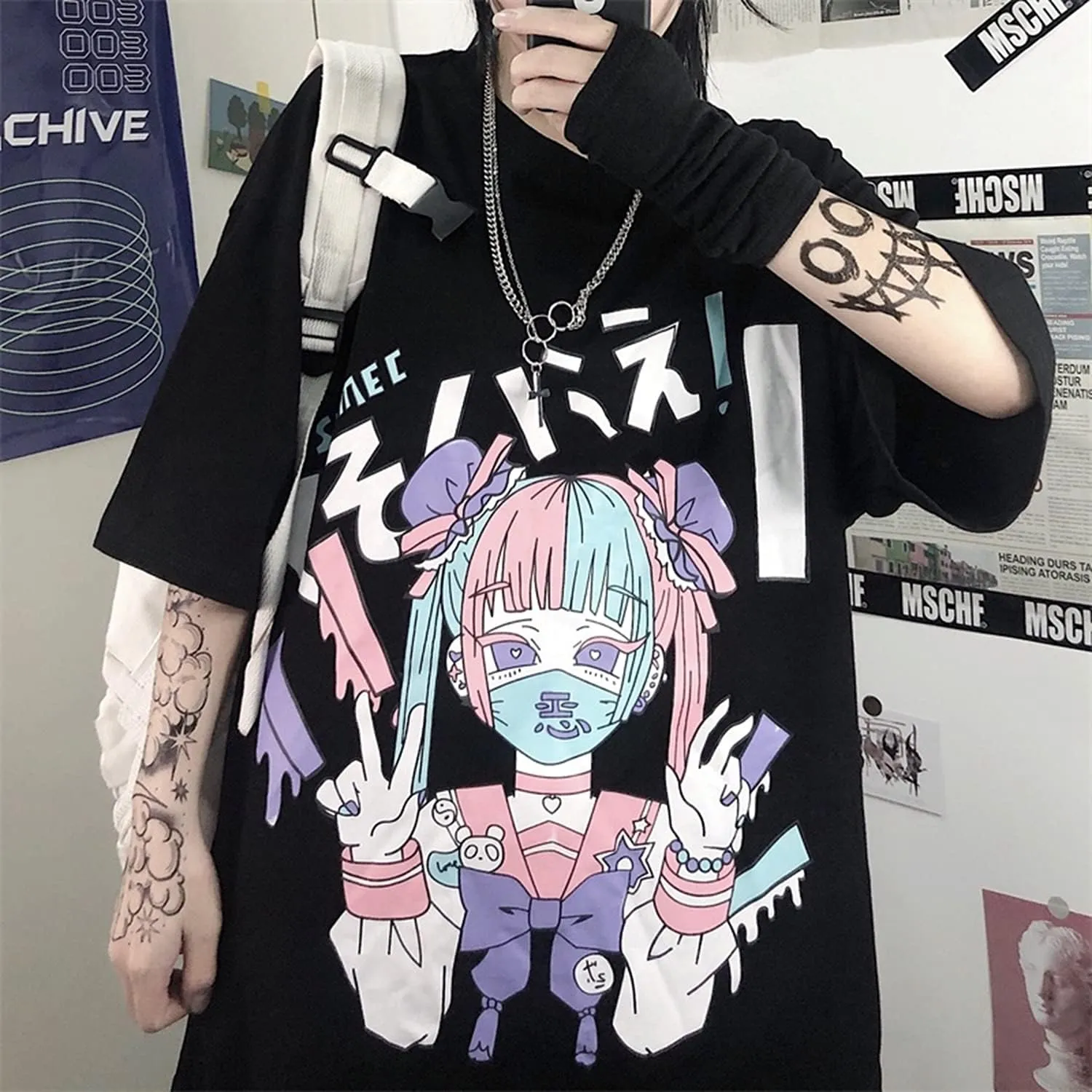 Women Summer Gothic T-Shirt Anime Aesthetic Print Harajuku Fashion Casual Tops
