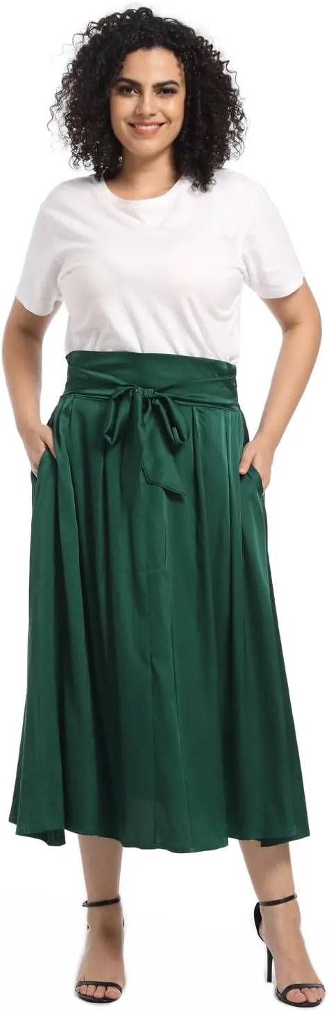 Women's Flowy A Line Skirts,Work Skirts for Women,Maxi Skirts for Women with Pockets
