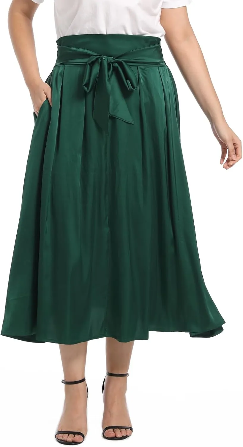 Women's Flowy A Line Skirts,Work Skirts for Women,Maxi Skirts for Women with Pockets