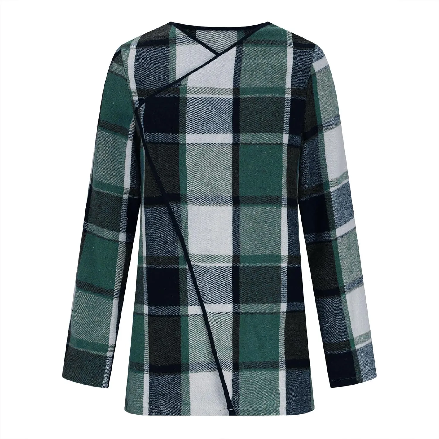 Womens Plaid Shawl Collar Cardigan Sweaters Long Open Front Flannel Jacket Buffalo Plaid Shacket Fashion Fall Outfits