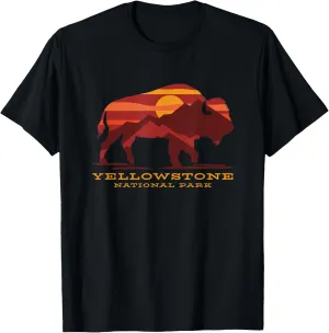 Yellowstone National Park Wyoming Buffalo Bison Sunset T-Shirt